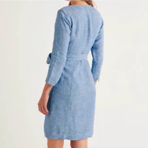 Boden Kelsey Tunic Dress Chambray Blue Linen 3/4 Sleeve Tie Belt Size 12 NWT - Picture 5 of 14
